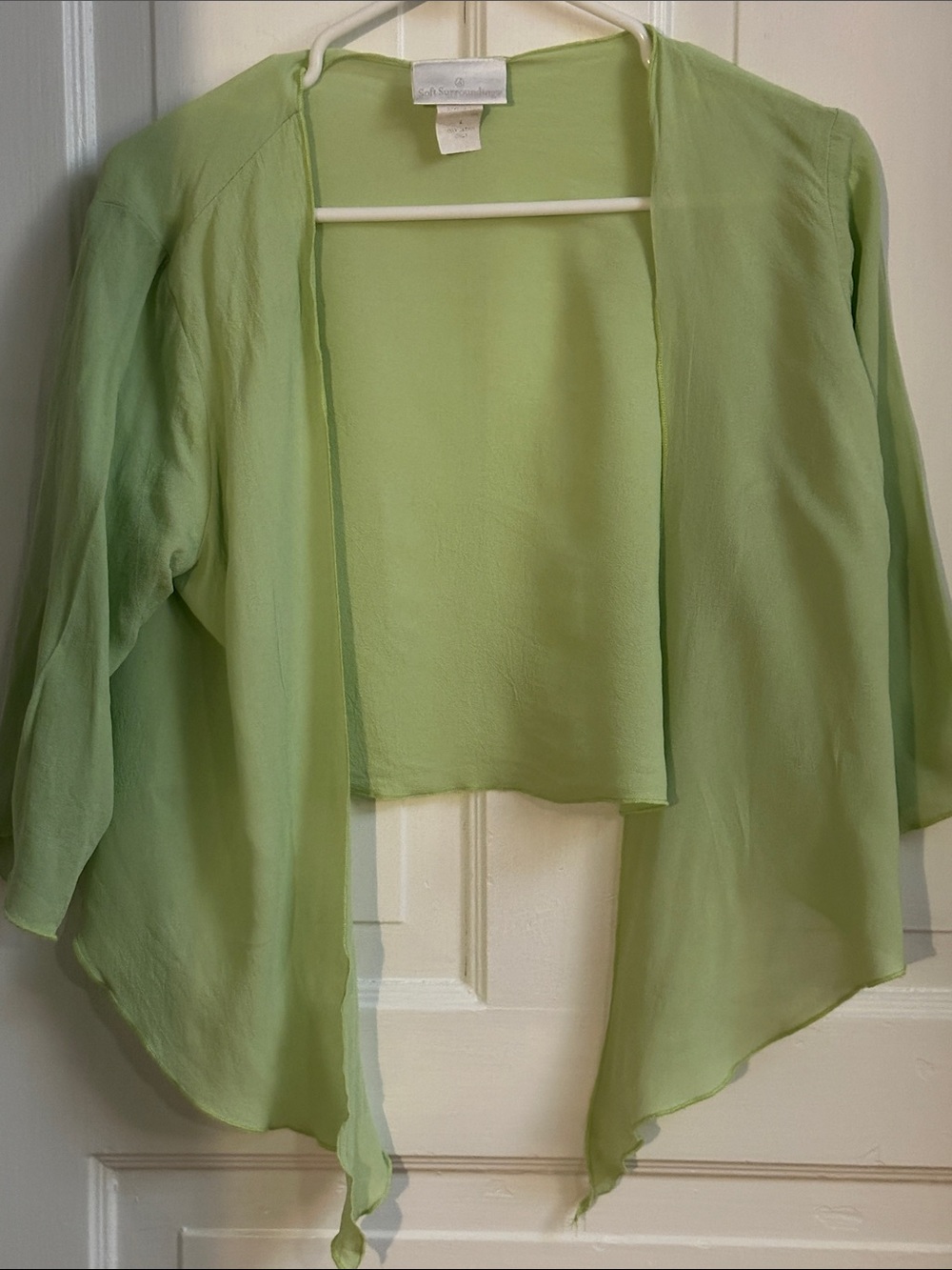 Soft Surroundings Pale Green Chiffon Open-Front Tunic